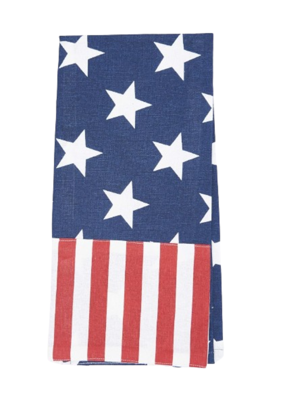 Stars and Stripes 4th of July Woven Cotton Kitchen Towel Patriotic Dishtowel Decoration